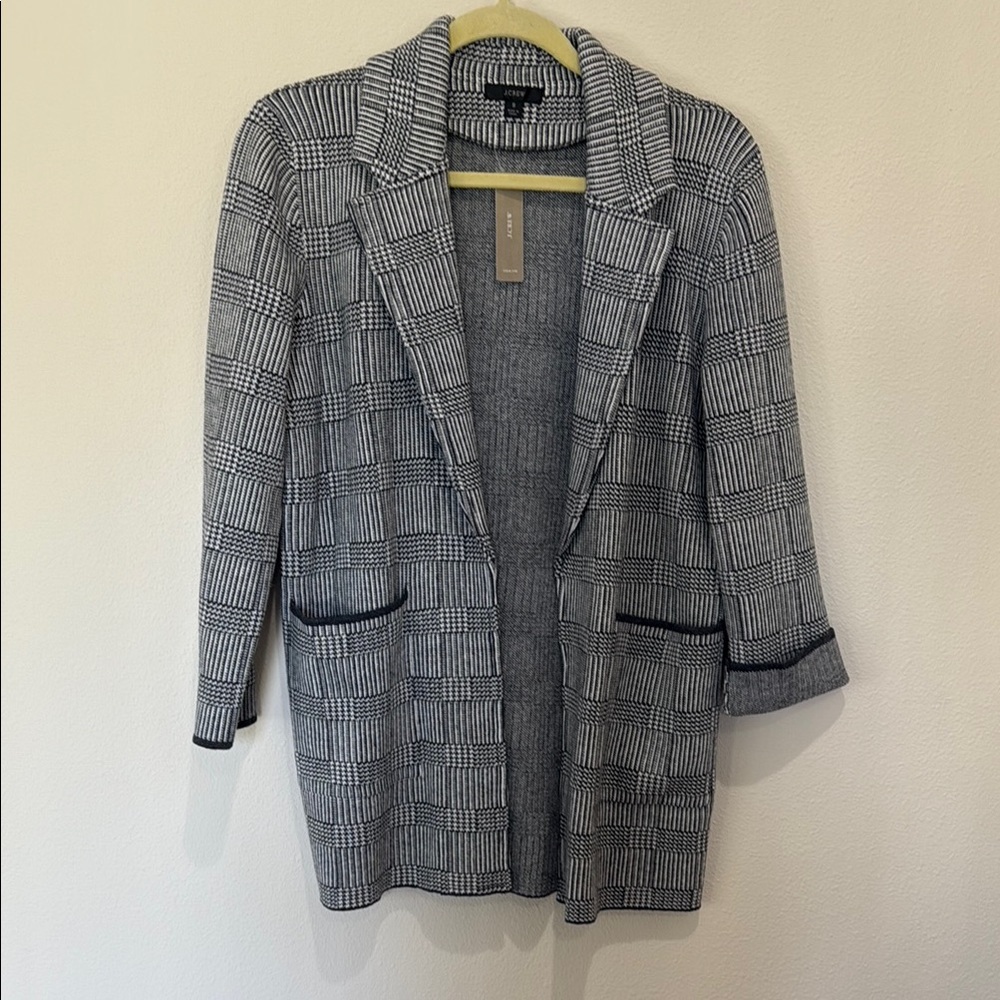 NWT J.Crew Sophie Open-Front Wool-Blend Sweater-Blazer